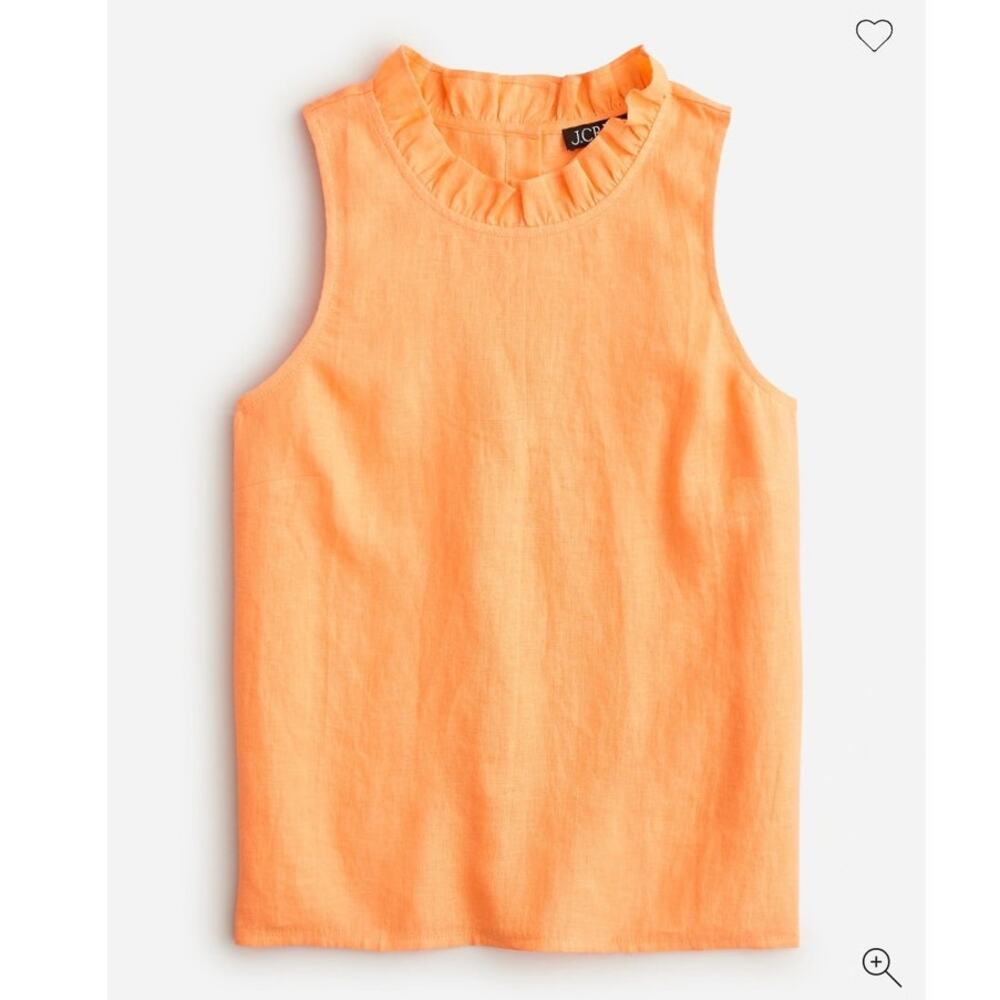 NWT J Crew Fleur Tank Top Womens Size Medium Large 100% Linen Orange